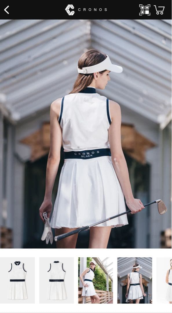 【ゆ】CRONOS レディースゴルフワンピース ホワイト/ネイビー新品