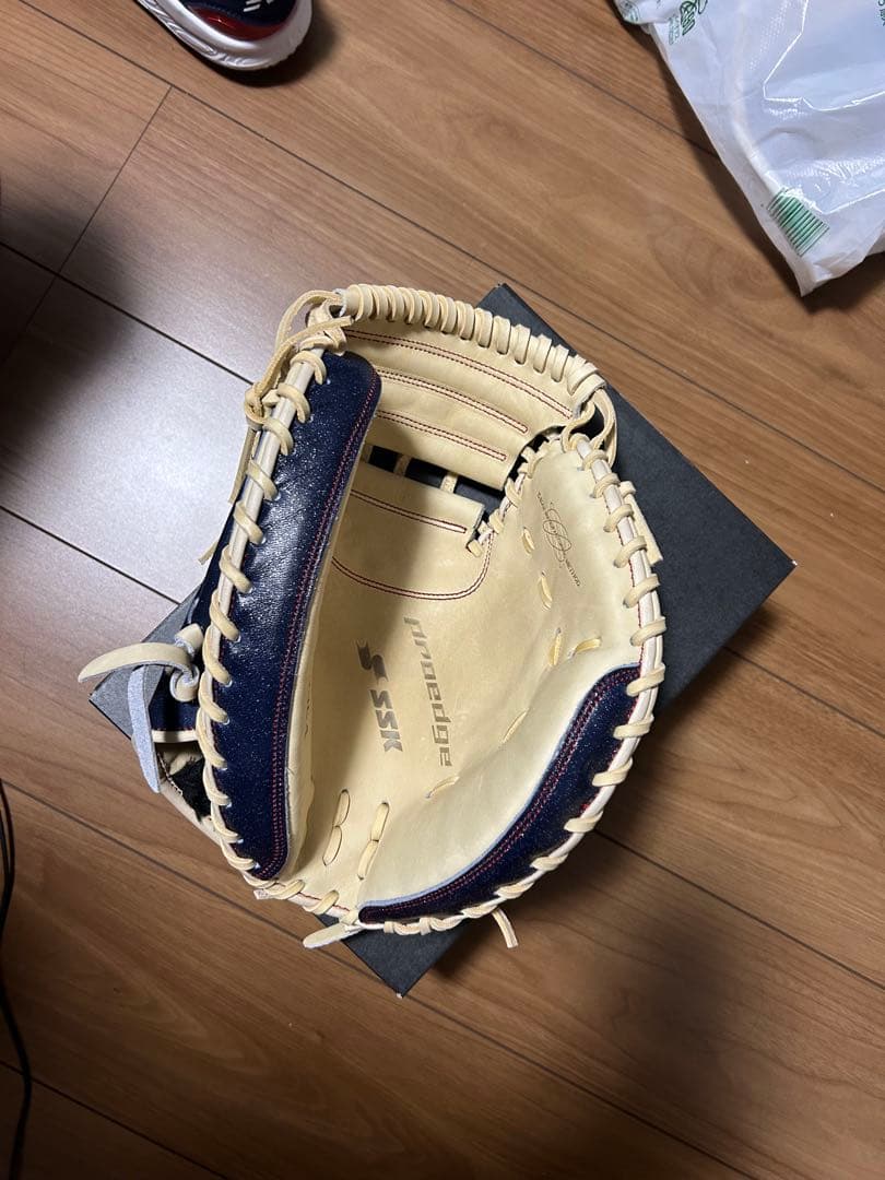 SSK 軟式キャッチャーミット ネイビーラメ/キャメル