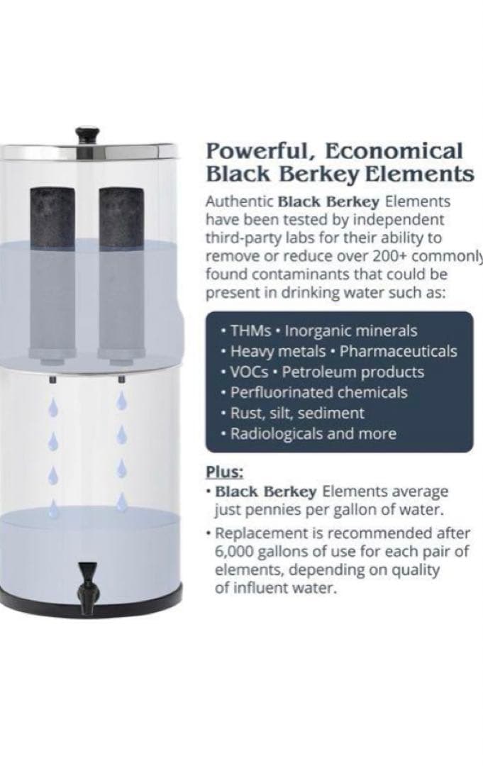 Berkey (バーキー) 大型非常用浄水器 ブラック　別売り蛇口付　災害対策