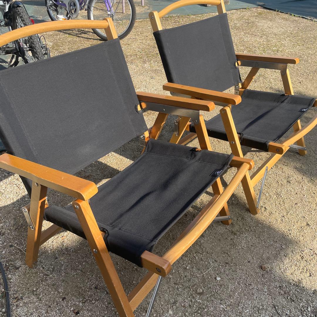 DVERGドベルグ折りたたみ式アウトドアチェア 2脚 黒 ブラック