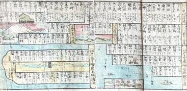 19　諸国順覧・懐寶道中圖鑒　彩色図　折1帖