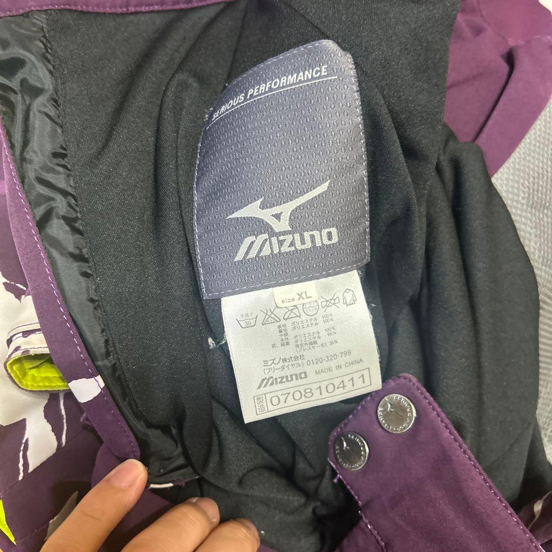 mizuno 紫色スキーウェアセット（ジャケット＆パンツ）