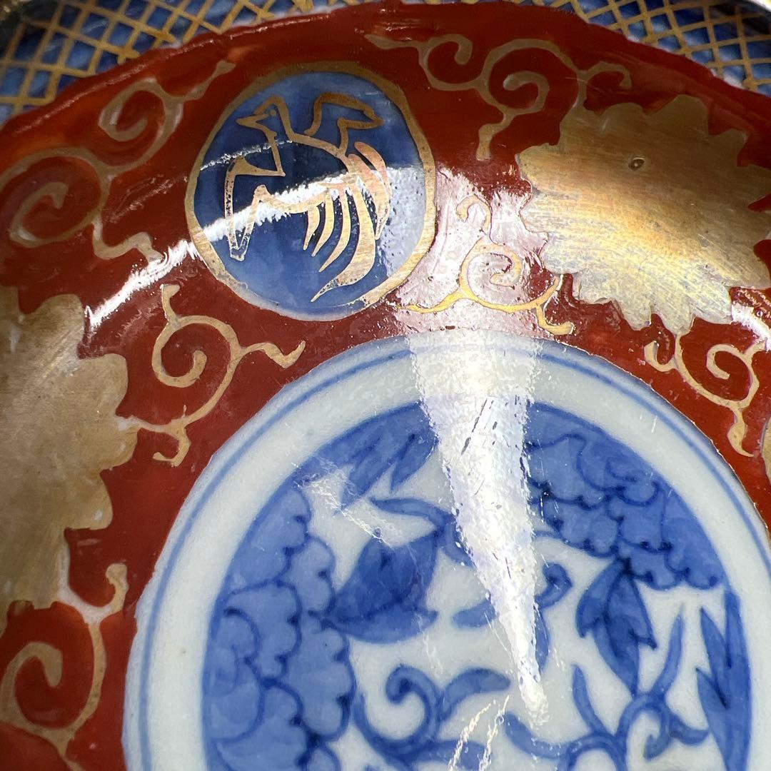 古伊万里　上手赤絵小皿20枚　木箱付　約10.5㎝　東Y8-0116☆2Fトトサ