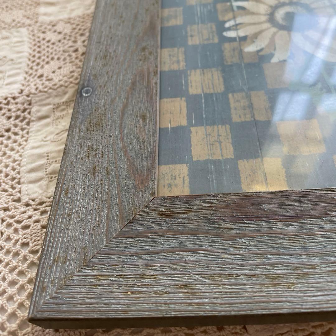 古いフランスの額 木製フレーム ひまわり