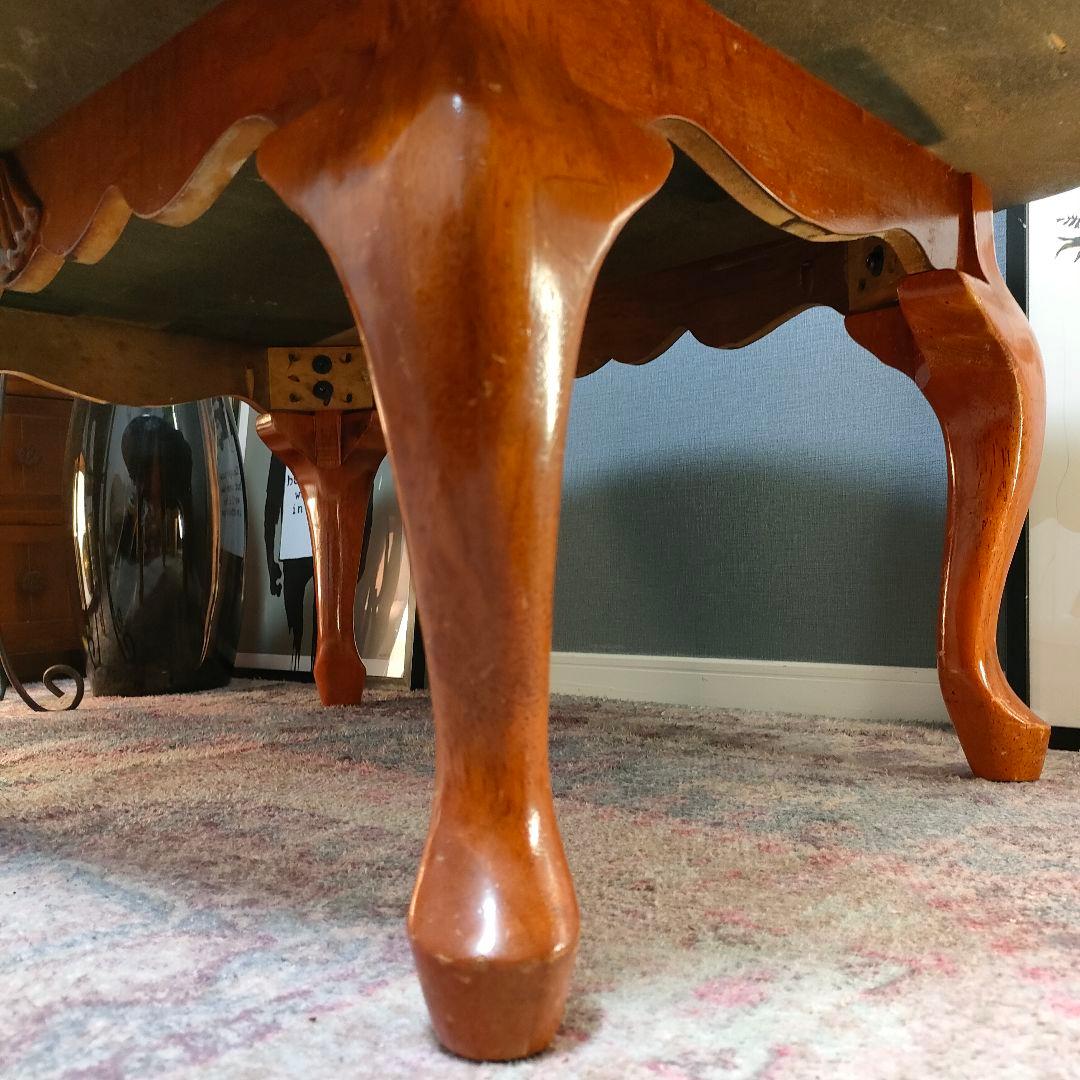 ロココ調 ローテーブル 猫脚 貝彫刻 オーバルテーブル