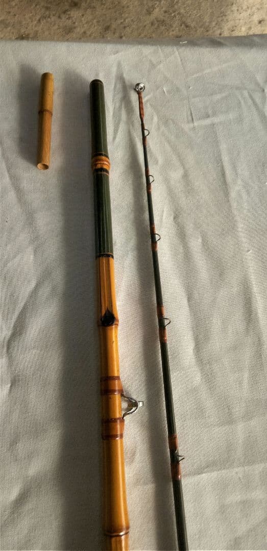 江戸和竿　銀座東作　 　　　ガイド付手バネ竿　良品