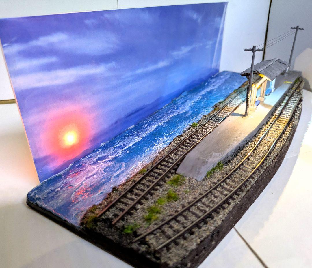 Nゲージ・ジオラマ展示台【海辺の無人駅】
