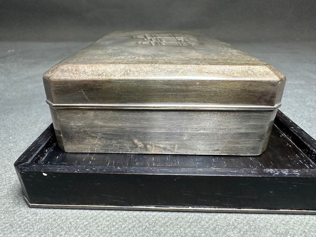 銀製三越 煙草具　煙草盆　内唐木　煙草入　小箱　喫煙具　小物入　アンティーク