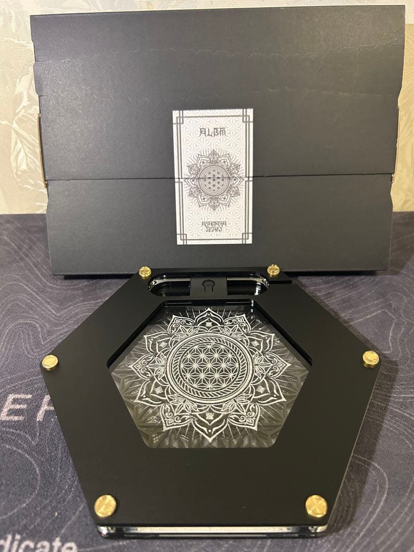 アサガラワークス　LEDコースター　麻柄　マットブラック