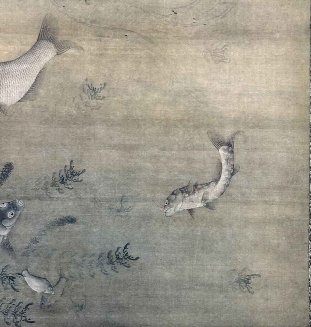 中国　明時代　繆輔　魚藻圖　絹本　原色複製　◇検故宮博物館◇ 一鼎軒0926