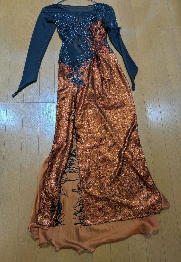 アルゼンチンタンゴドレス オレンジと黒ラメMIMI PINZON