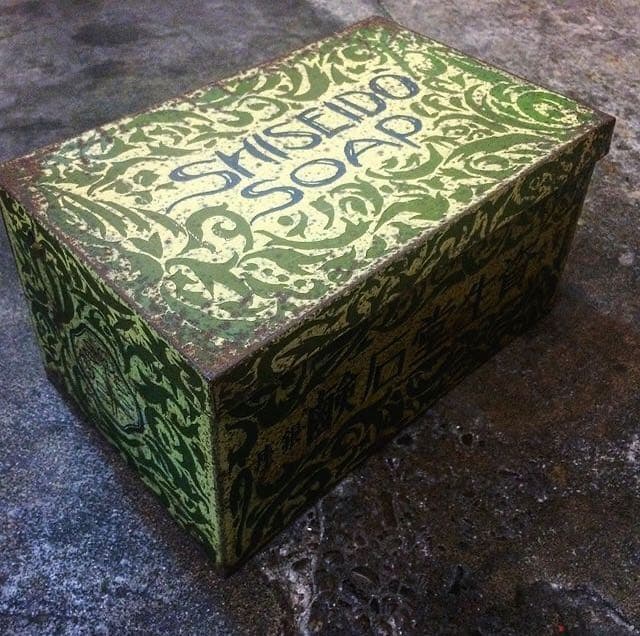 1926年 資生堂石鹼美術罐（寺島工場落成広告/ブリキ缶) ティン缶