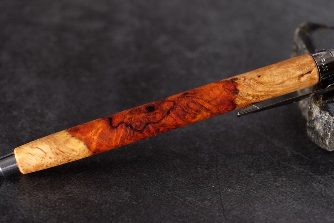 PG5木軸カスタム0202　高村杢工房 製図用シャープペンシル　花梨瘤紅白