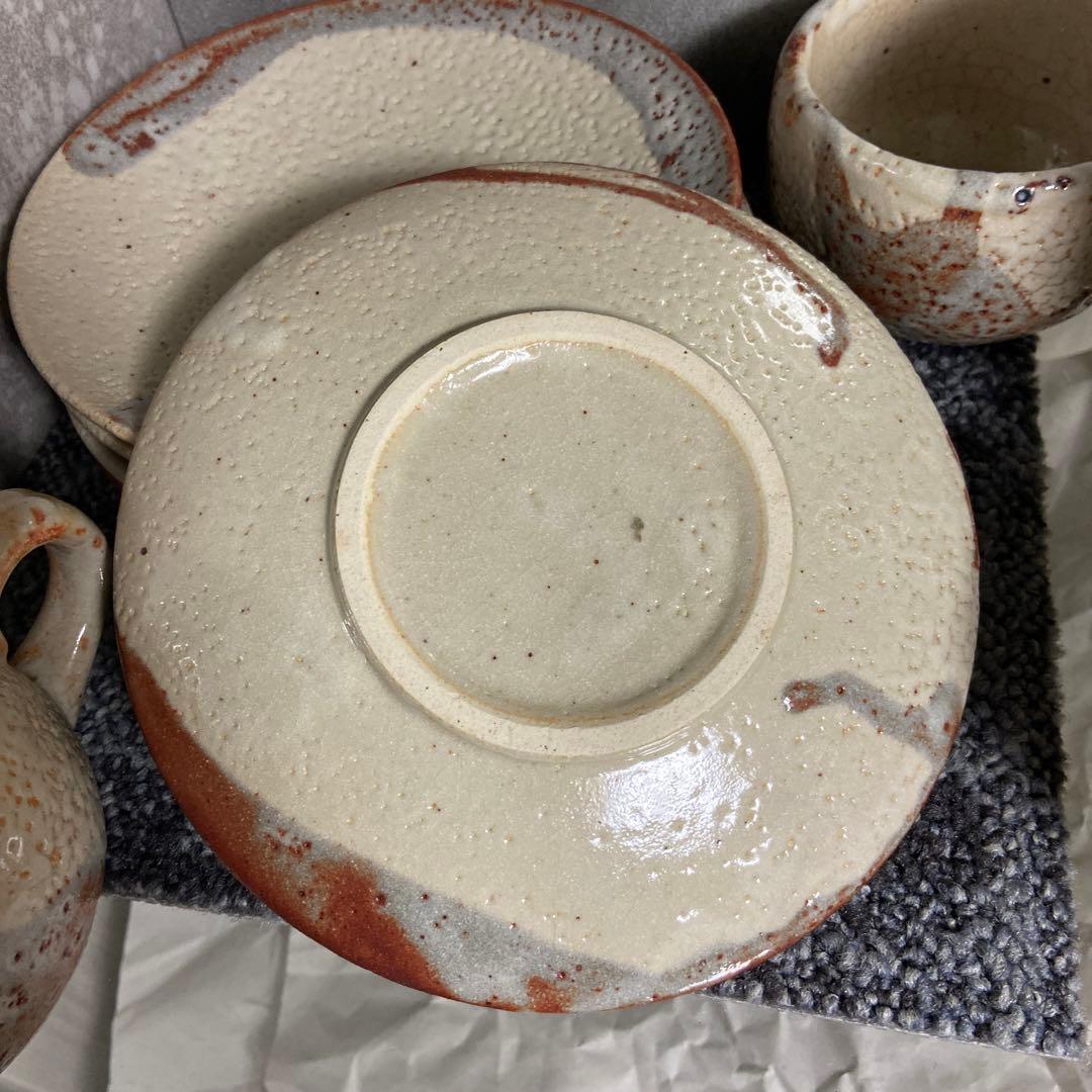 志野焼　北山窯　カップ&ソーサー　5客セット　コーヒーカップ