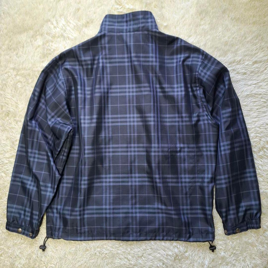 美品 希少Lサイズ バーバリーゴルフ ナイロン ジャケット ノバチェック 青系