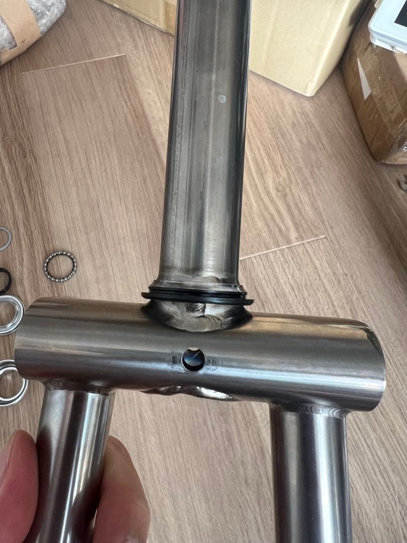 パナソニック　トレンクル6500 純正チタン製フロントフォークとヘッドパーツ