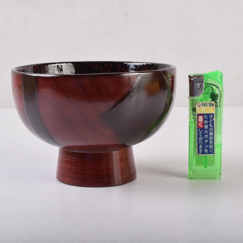 和食器　関谷二男作　漆塗　高台汁椀　五客　共箱　C　8494