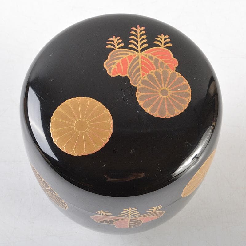 茶道具　漆塗　秀山作　高台寺蒔絵　中棗　共箱　C　R5834