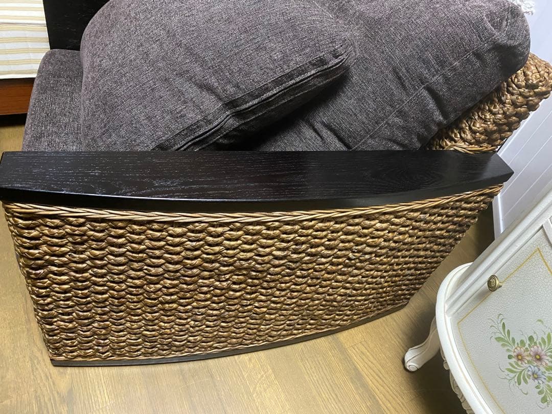 希少 デザイナーズ♦️最高級 ウォーターヒヤシンス♦️モダン ソファ♦️送料込