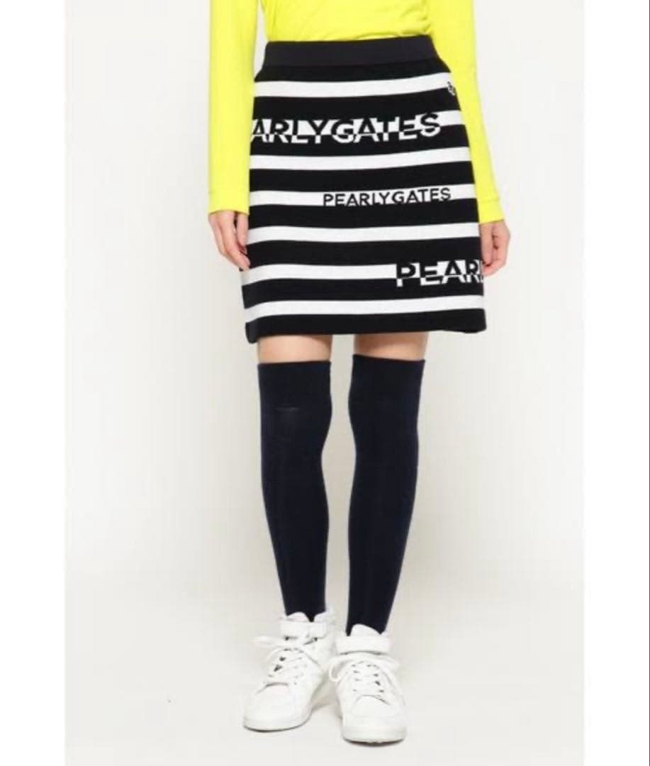 【定価3.2万】パーリーゲイツ ロゴ総柄 ニットスカート サイズ0 ゴルフウェア