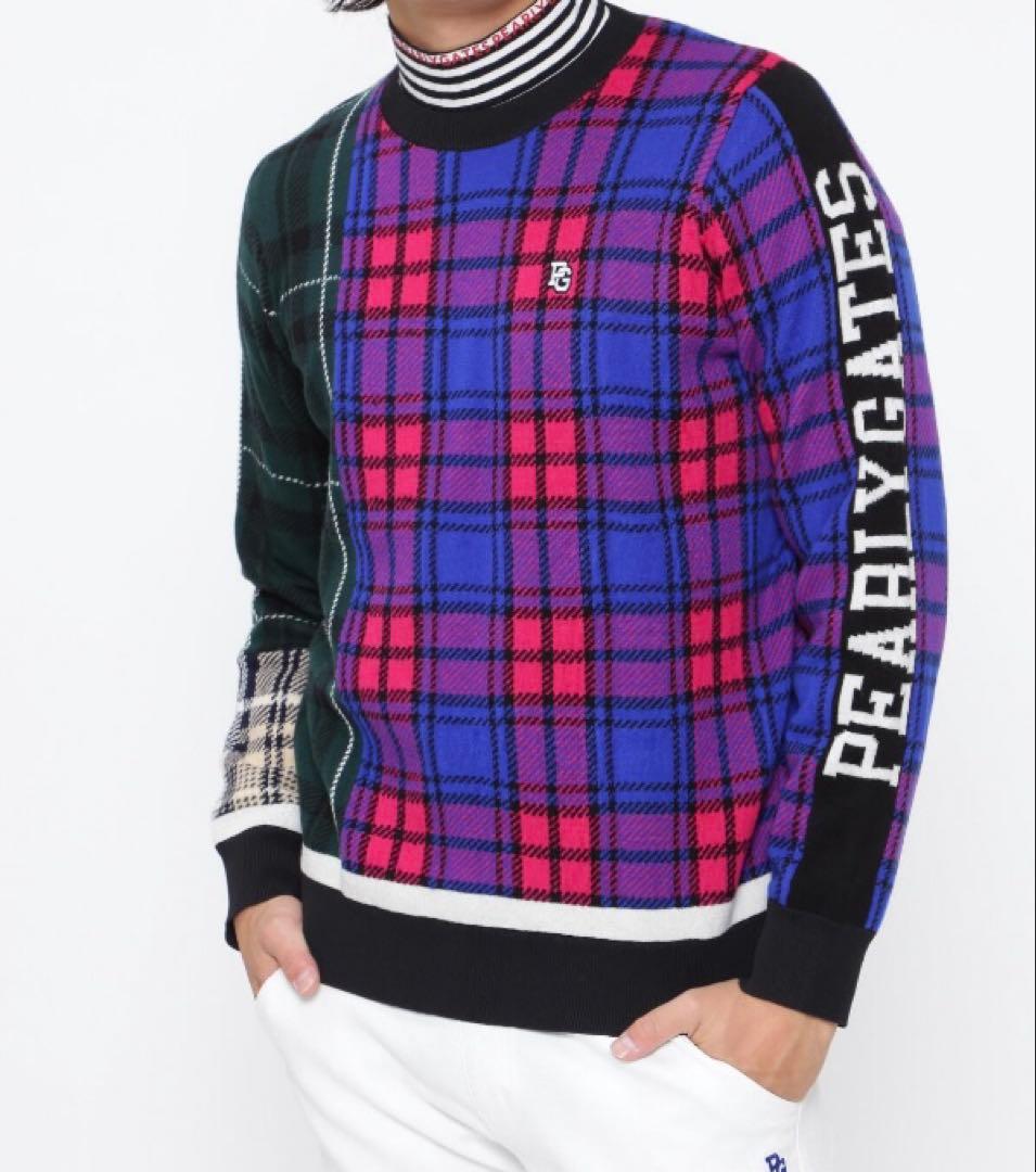 新品 パーリーゲイツ クルーネックニットプルオーバー(4)サイズM/マルチカラー