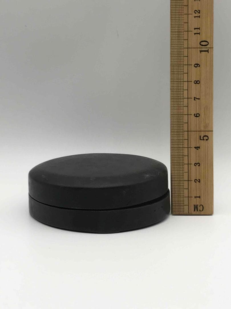 古端渓硯　円硯　清時代　龍紋彫り　石渠硯　唐木蓋台　極上品　初出し物(F-49)