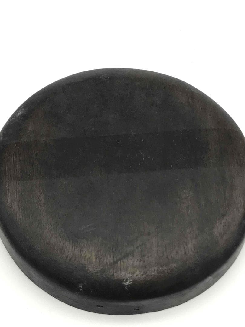 古端渓硯　円硯　清時代　龍紋彫り　石渠硯　唐木蓋台　極上品　初出し物(F-49)