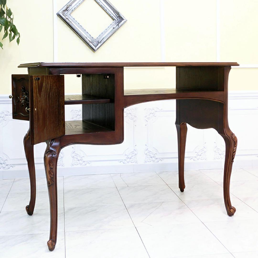 アンティーク　ネイルデスク　パソコンデスク　学習机　猫脚　ロココ調