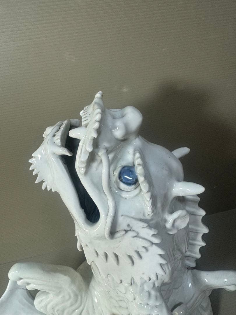 2330 激レア　龍首魚尾　平戸白磁龍置物　時代物