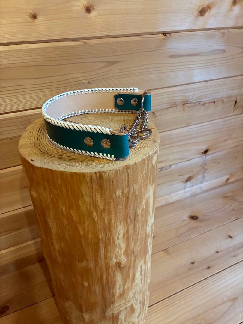 【オーダーメイド】ワンちゃんの首輪　ハーフチョーク　手縫い　手染め　キャンモア