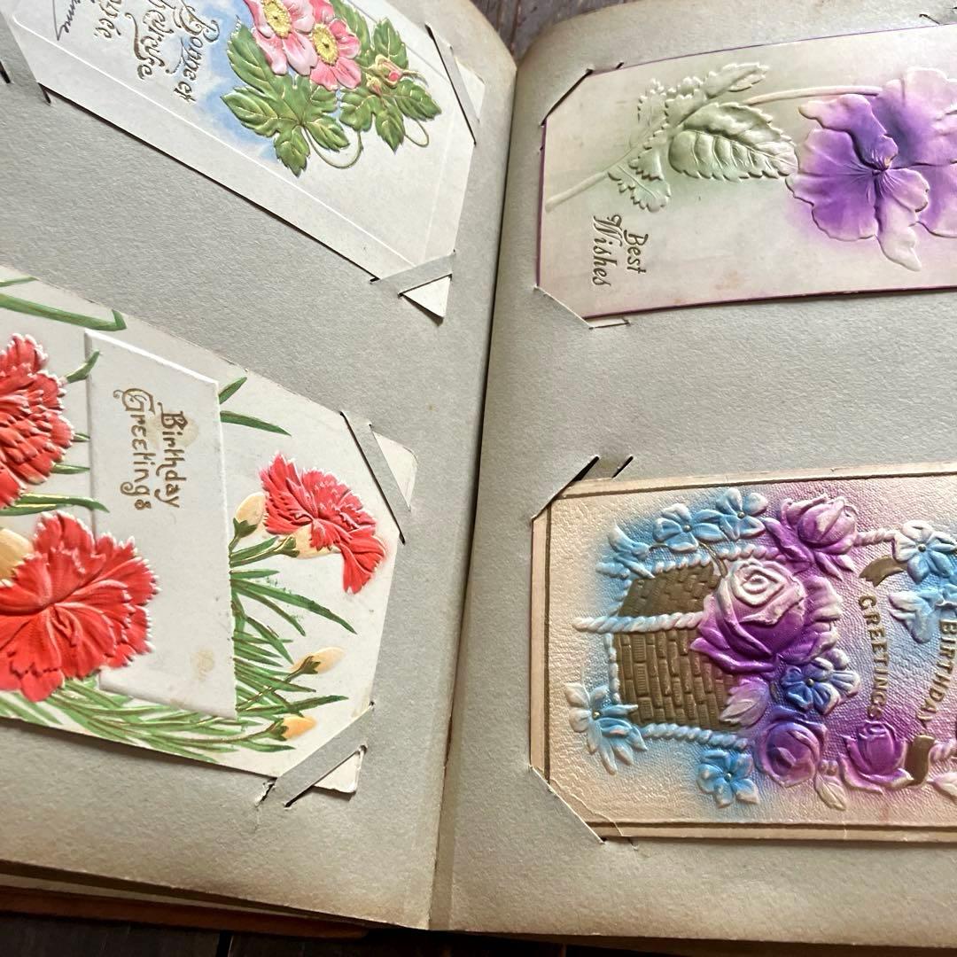 イギリスアンティークポストカードアルバム　薔薇好きさんへ　フランスアンティーク
