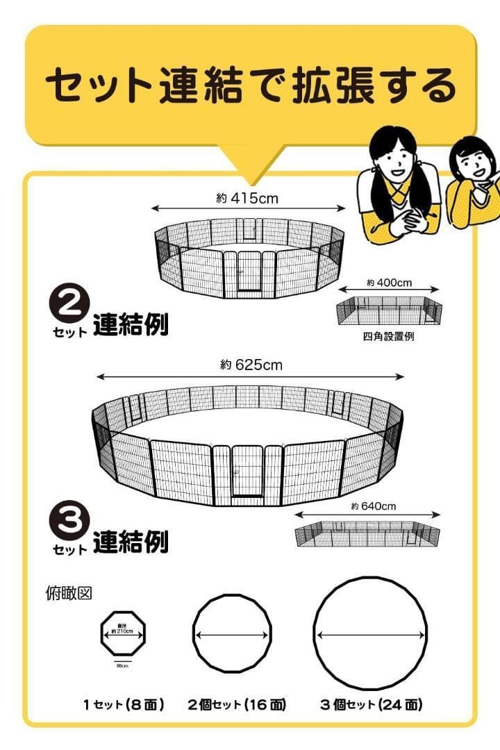 【残り1個】ペットゲートフェンス サークル ゲージ (80×80) オマケ付