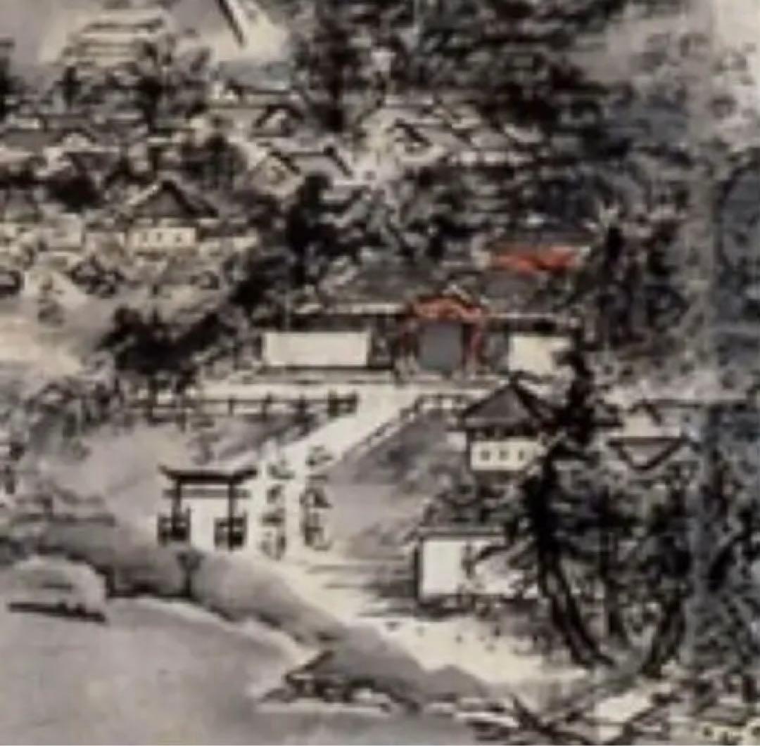 新品希少特注雪舟水墨画　国宝『天橋立図』元伊勢神社布地特注非売品元伊勢神社