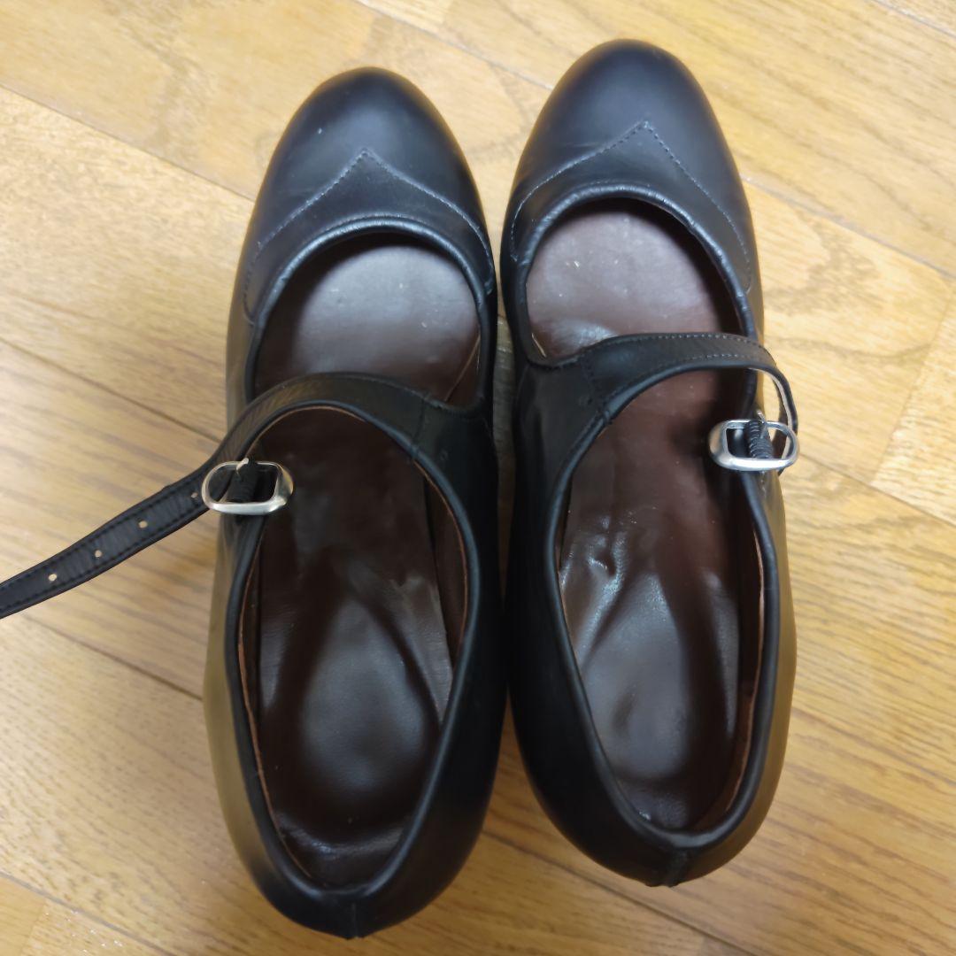 フラメンコシューズ 黒 レザー 23.5