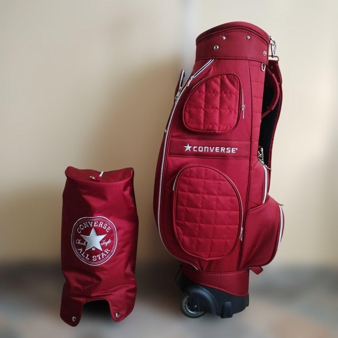 キャディバッグ キャスター付き 【使用1回のみ】 コンバース レッド 8.5型