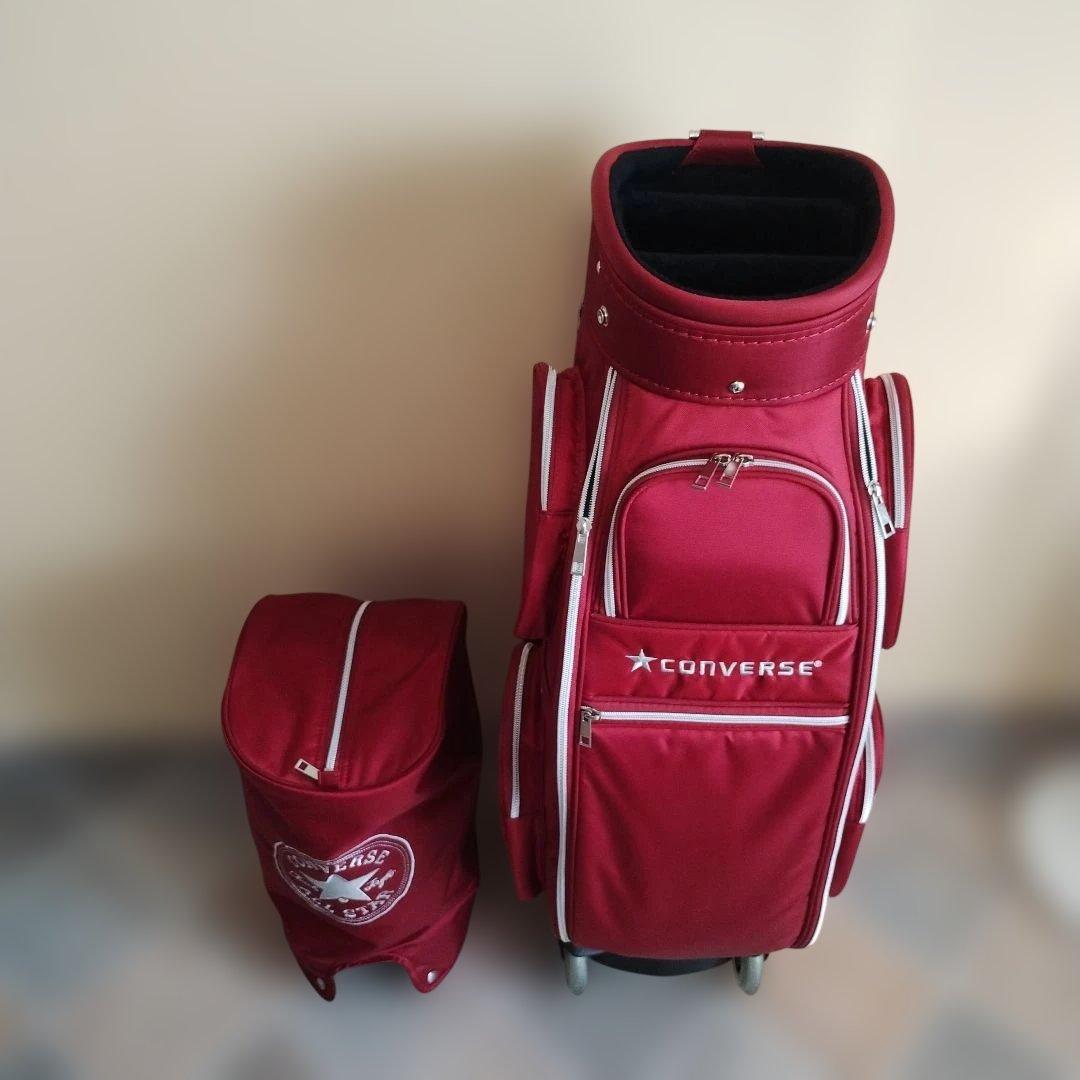 キャディバッグ キャスター付き 【使用1回のみ】 コンバース レッド 8.5型
