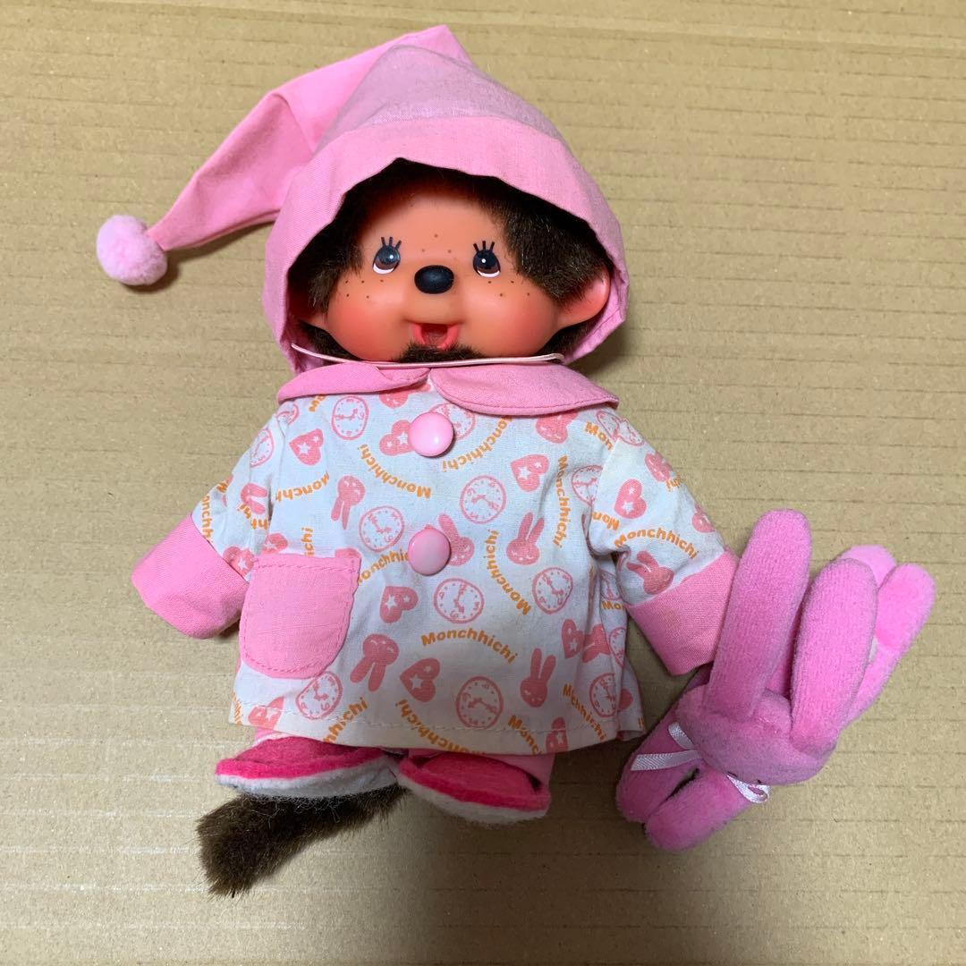 【希少】モンチッチ　女の子　パジャマ　うさちゃんぬいぐるみ　ピンク