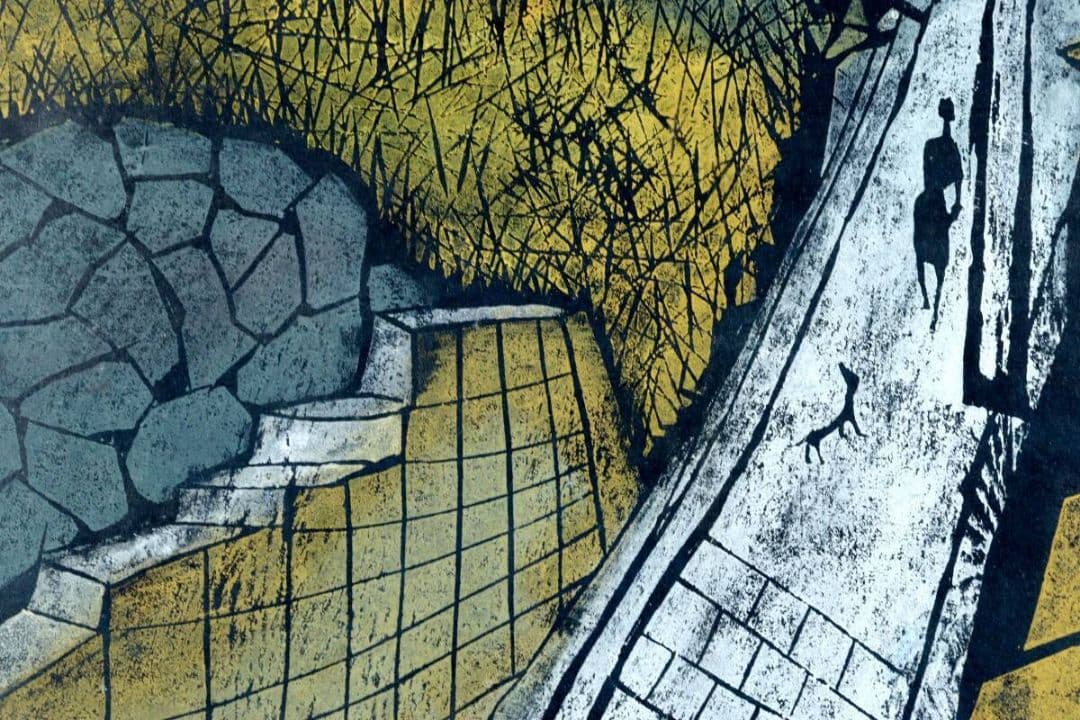 小野忠重 「長崎の坂 南山手」木版画 10/20 直筆サイン