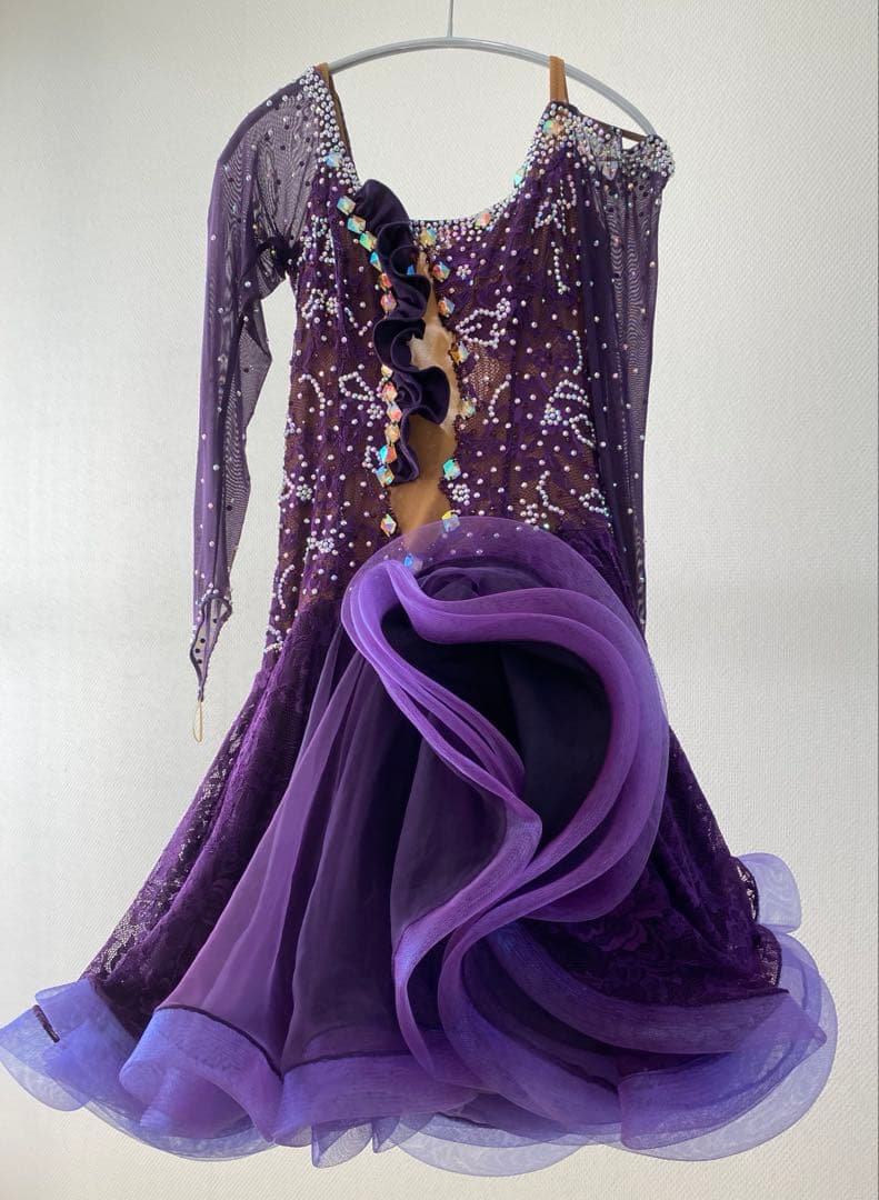 社交ダンス　ラテンドレス　紫　パープル