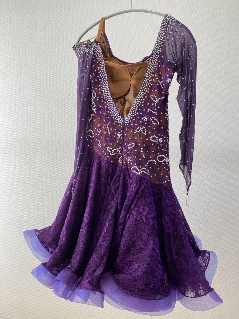 社交ダンス　ラテンドレス　紫　パープル