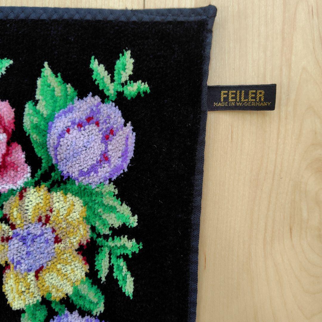 FEILER　バスタオル 黒色 花柄　75×150