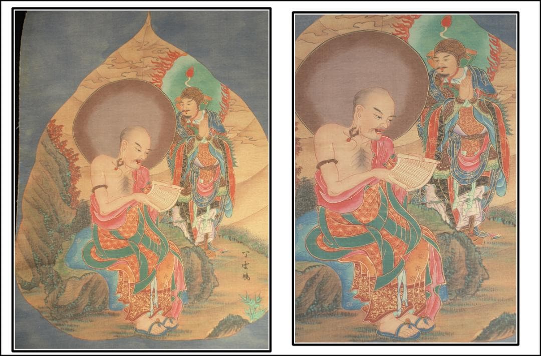 人物図 中国丁雲鵬　 明時代 肉筆保證 唐物唐本　掛け軸 BD820C11-4