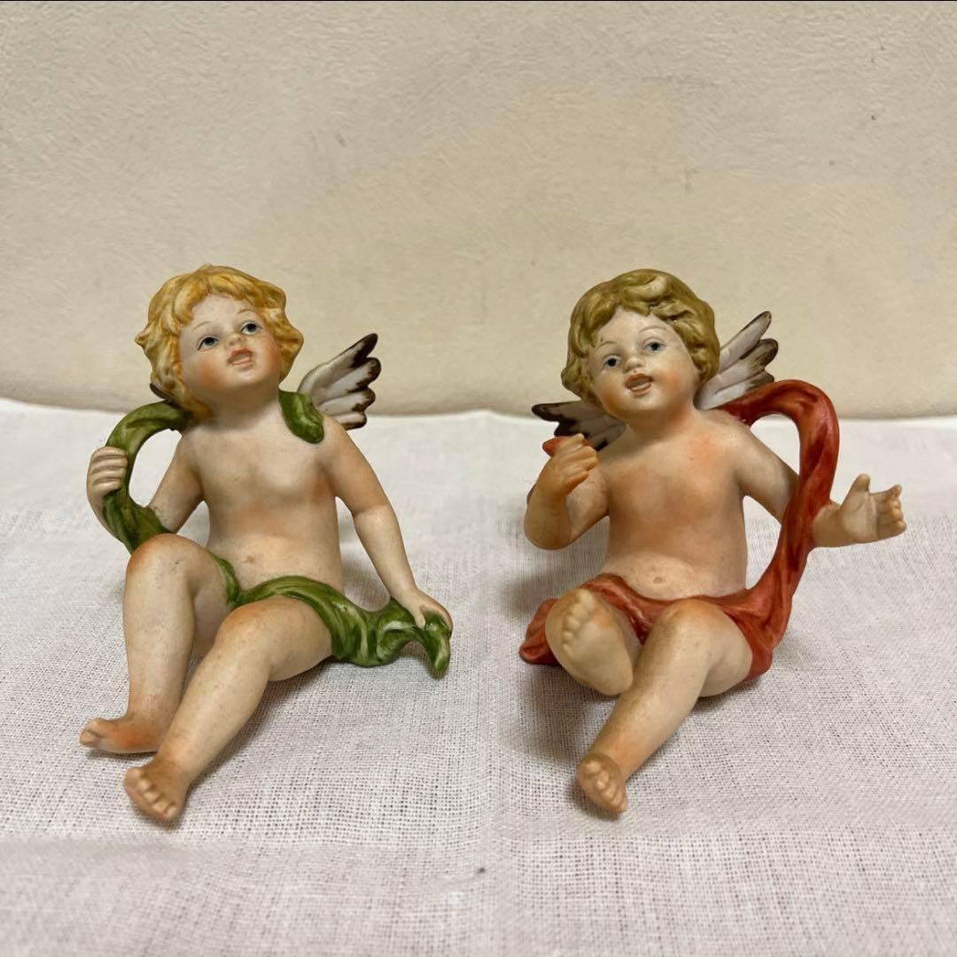 Lefton China 陶器 ヴィンテージ 天使 レフトン 社製 2体セット