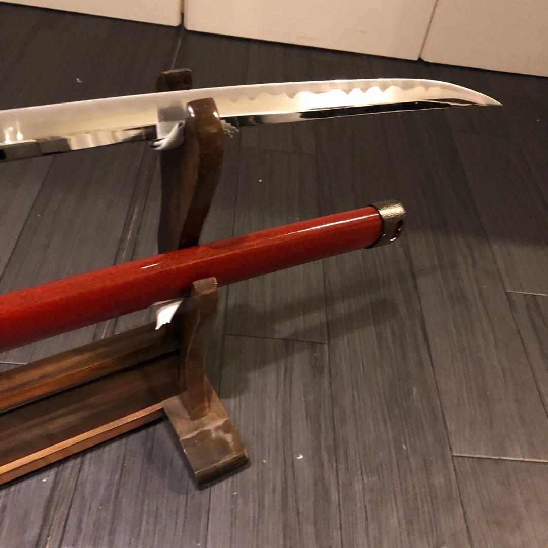 高級模造刀　居合刀　優乱刃紋　朱拵え　合金刀身