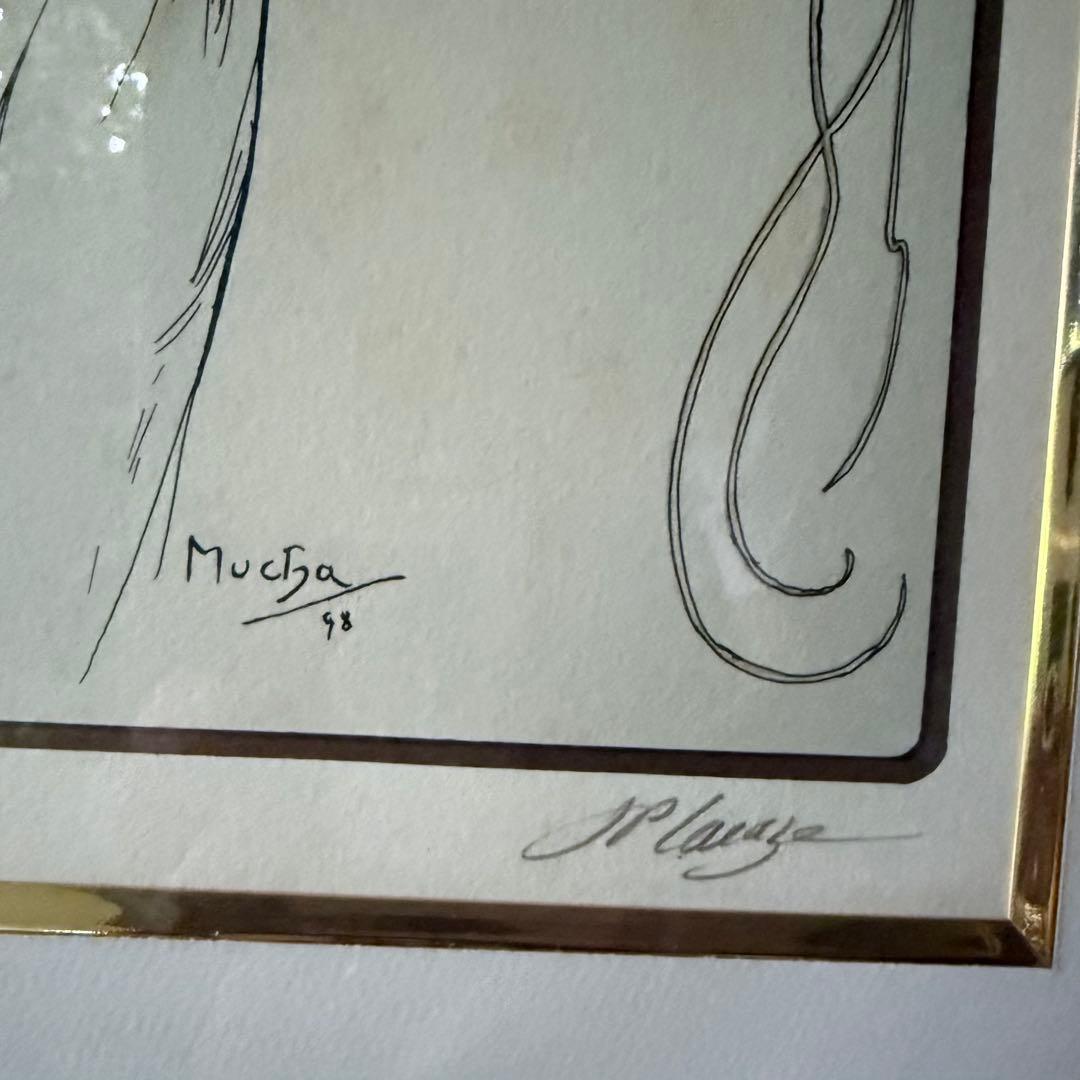 新春特別価格‼️ミュシャ「音楽」リトグラフ 版上と刷り師鉛筆サインあり