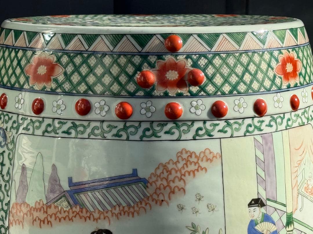 中国　粉彩人物圖　墩① 送料込み260108