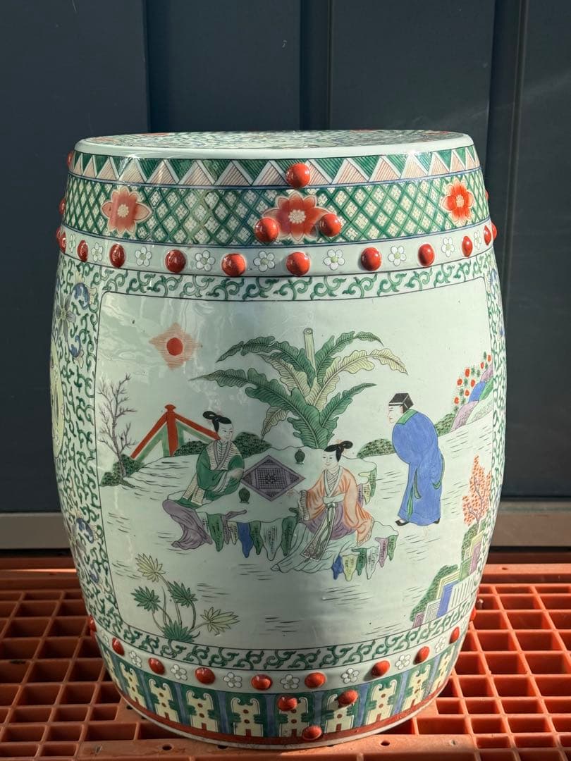 中国　粉彩人物圖　墩① 送料込み260108