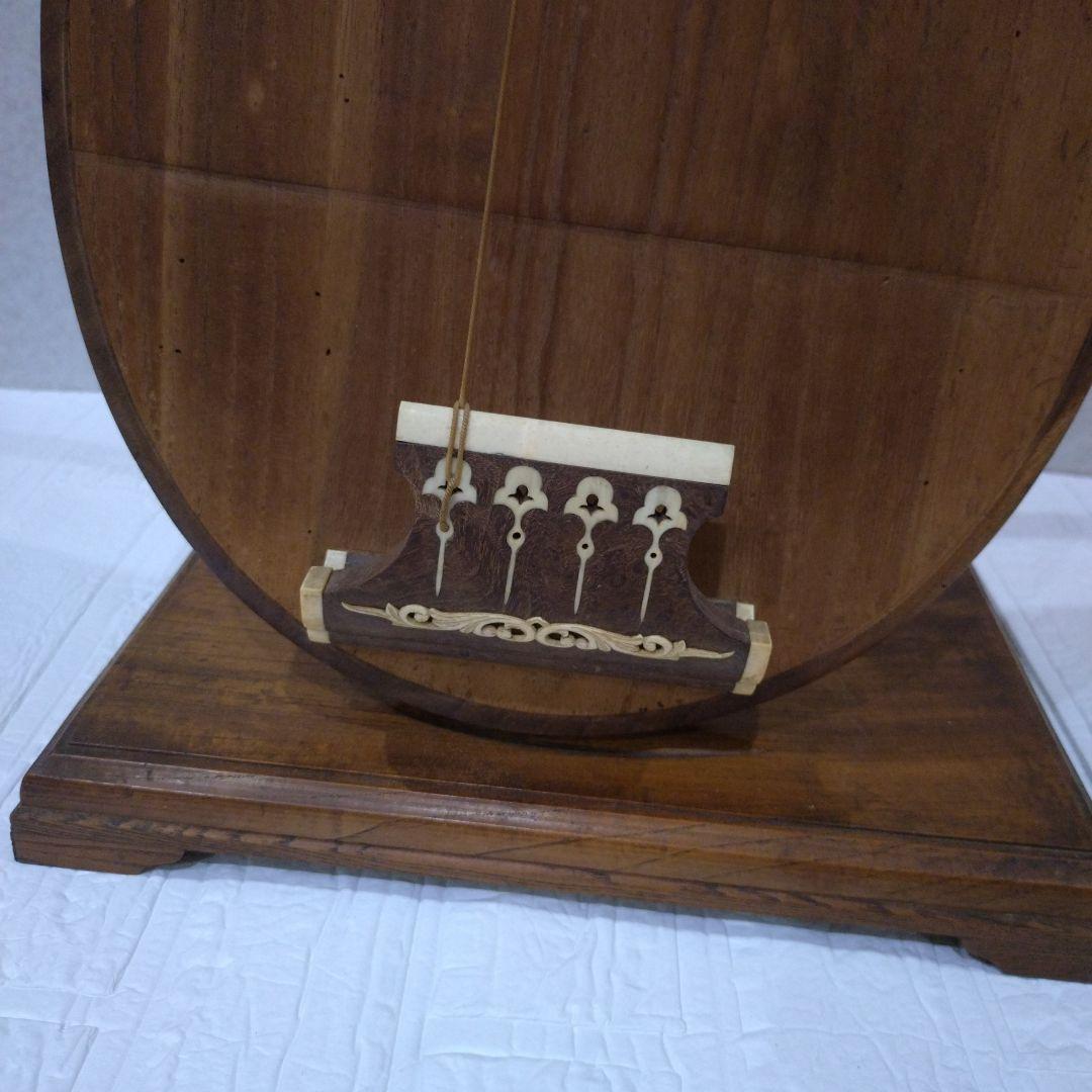 日本のアンティーク 琵琶 撥 弦楽器 和楽器 琵琶 木製　スタンド付き