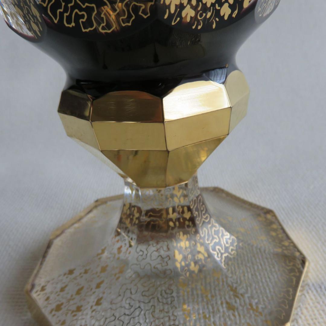 ボヘミアガラス　花瓶　金彩　箱付き