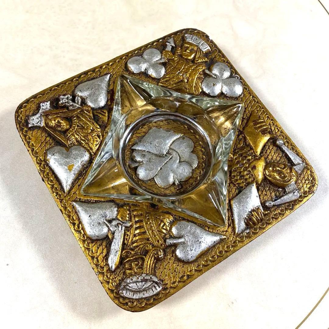 ヴィンテージ60sミッドセンチュリー灰皿トランプ彫刻